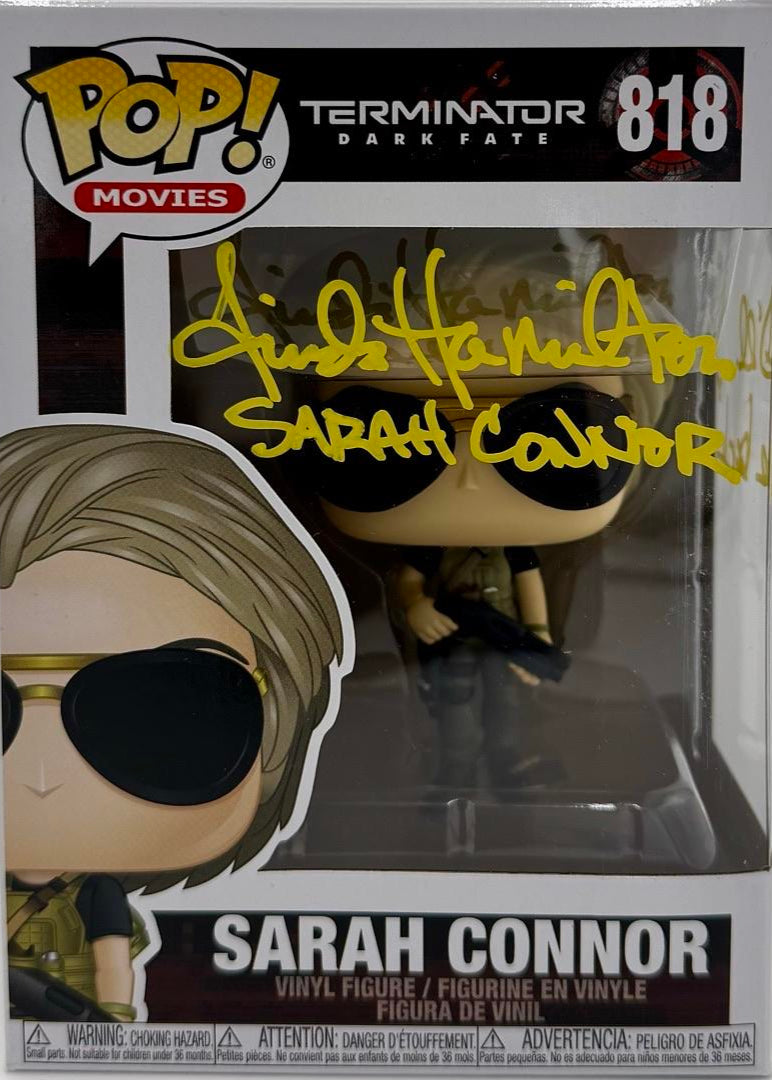 Linda Hamilton Signed Funko Pop #818 Sara Connor (Terminator) w/character name & quote - Beckett COA